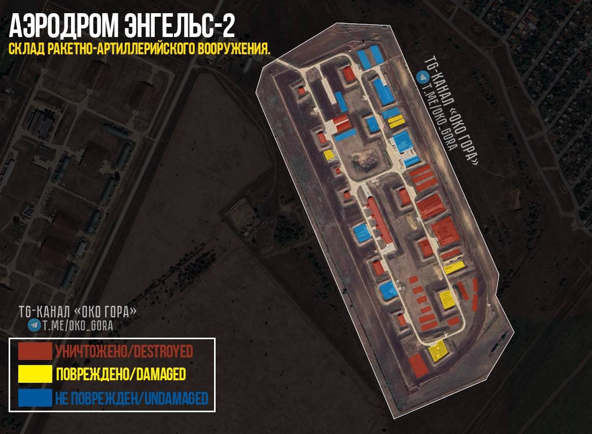 Оценка последствий налета на склады авиационного вооружения на военном аэродроме Энгельс-2