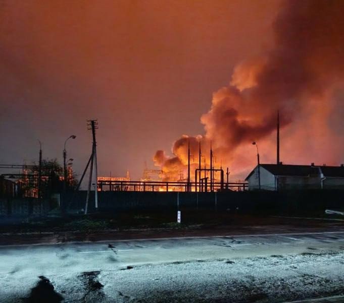 Пораженная в ночь на 18 декабря 2025 года подстанция в Черкассах