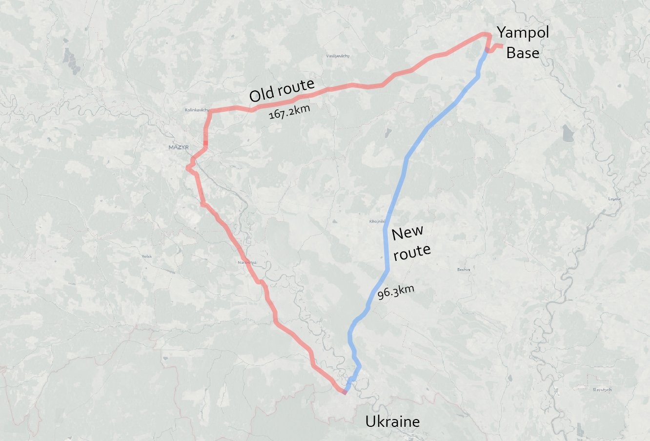 Расстояние по дорожной сети сокращается на 70 км