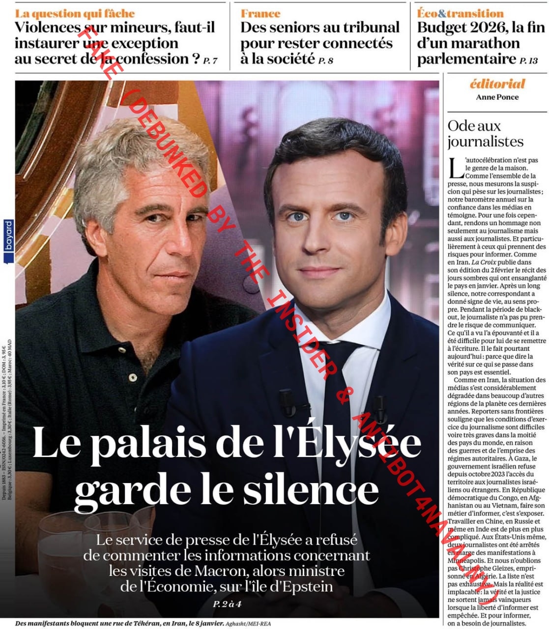 Фейковая обложка французского издания, публикуемая бот-сетью «Матрёшка»