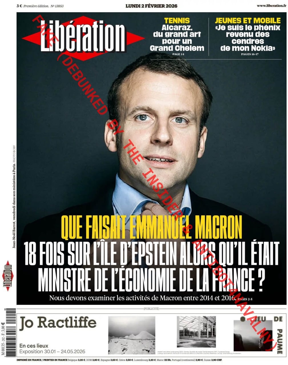 Фейковая обложка французского издания, публикуемая бот-сетью «Матрёшка»