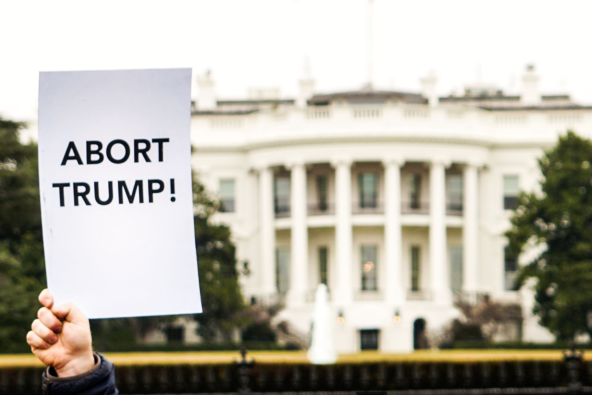 January 22, 2017 - Washington D.C, USA - A man holds an anti-Trump sign