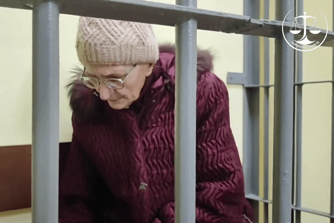 Галина Бехтер в суде. Фото: скриншот видео пресс-службы оккупационного Запорожского областного суда