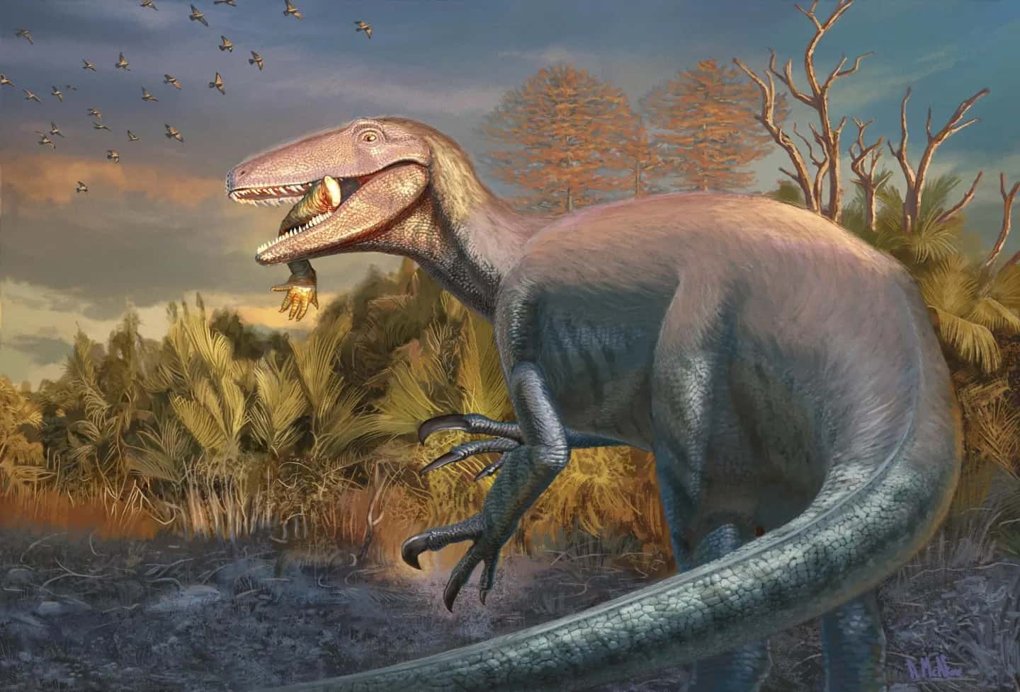 Ученые обнаружили в Аргентине окаменелость динозавра с лапой крокодила в зубах