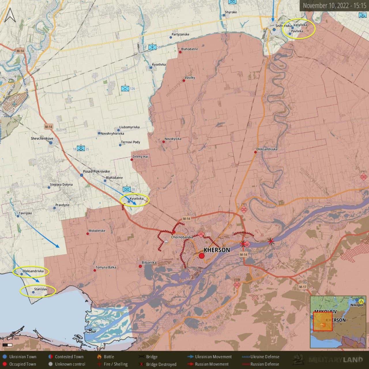 Сообщения об украинской разведке в Херсоне, флаг России в Павловке Донецкой области. Что происходит на фронте