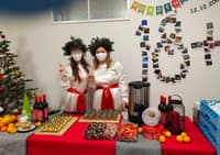 Ekaterina with a colleague at a corporate party at IKEA