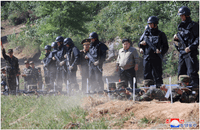 Kim Jong-un inspecting North Korea's special forces prior to their deployment to Russia.