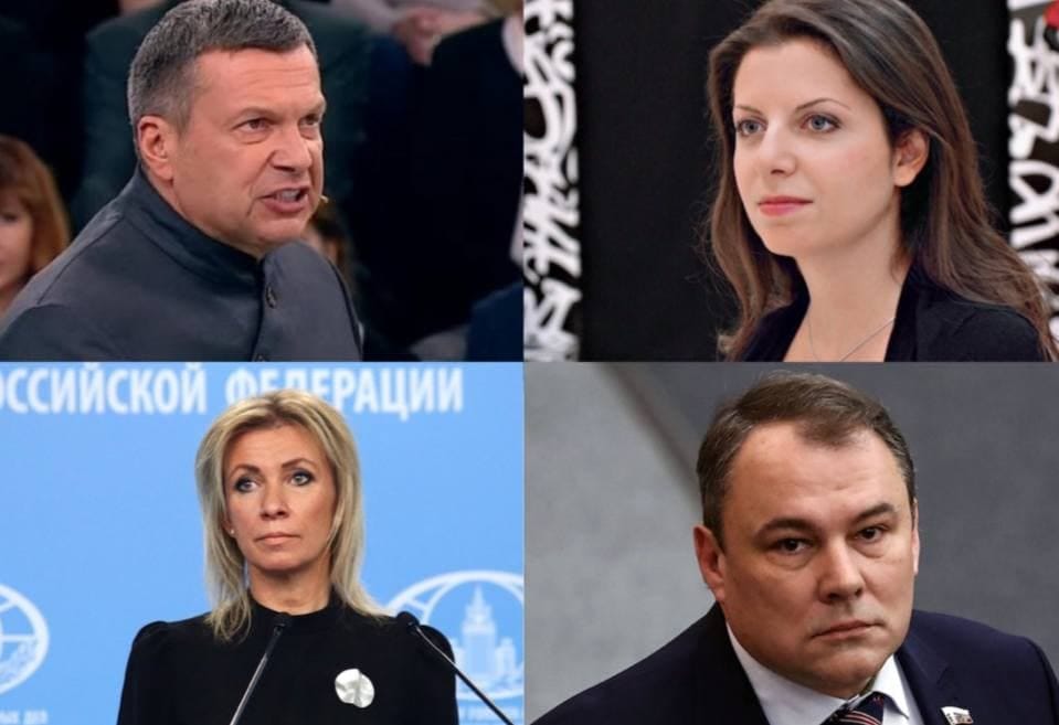 Владимир Соловьев, Маргарита Симоньян, Мария Захарова и Петр Толстой попали под европейские санкции