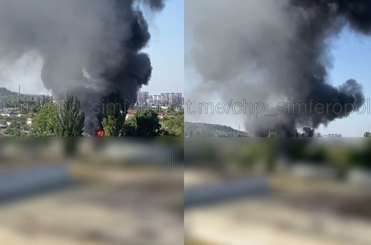 В Симферополе горит воинская часть, власти назвали пожар «обычным бытовым возгоранием»