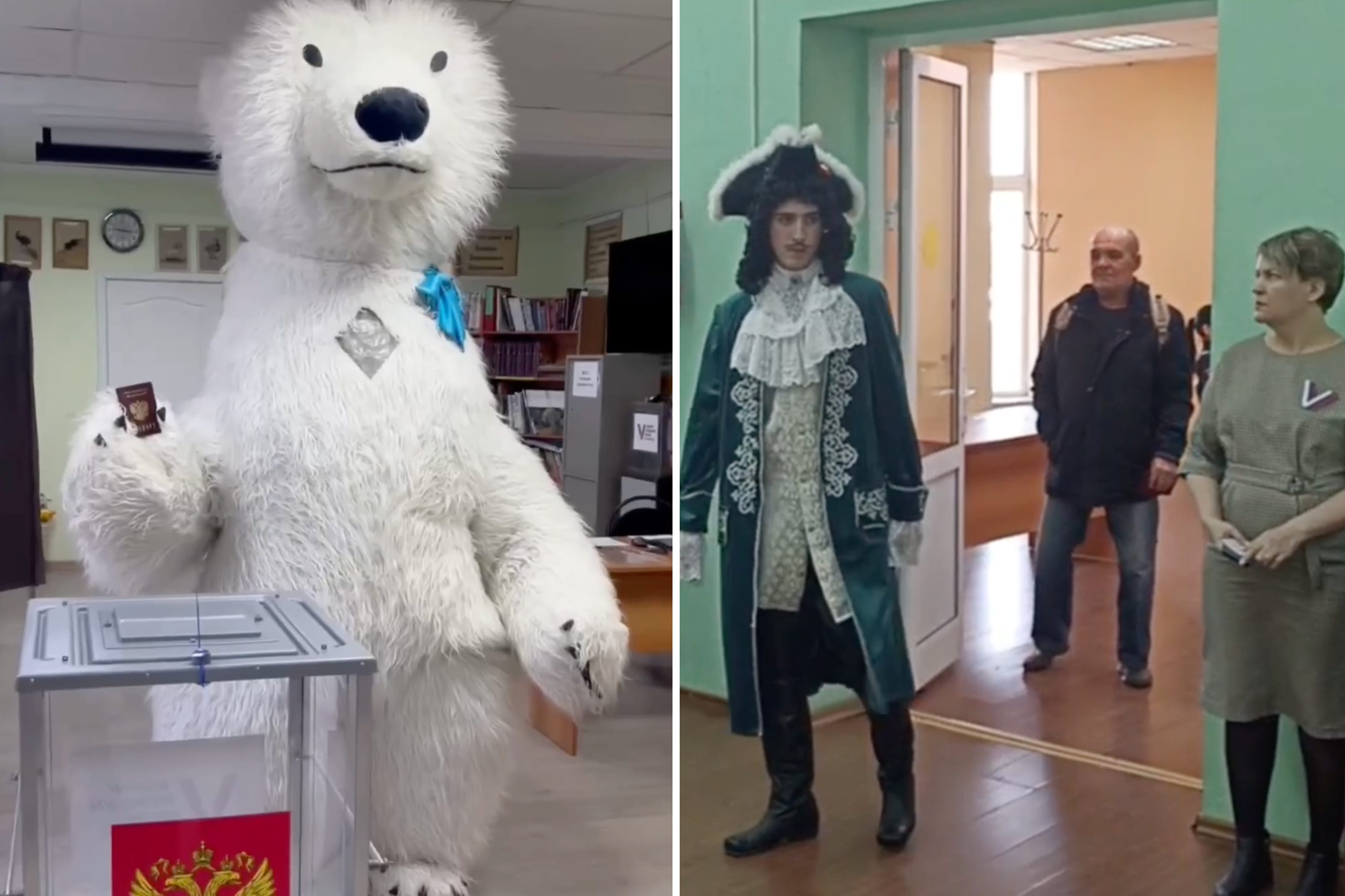 На избирательные участки в РФ выпустили маскотов для мобилизации явки. В Забайкалье «богатырь» пожелал избирателям мира, но его не задержали