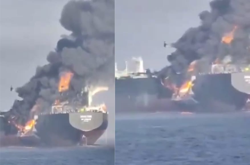 Greenpeace: У берегов Ирана после столкновения танкеров появилось пятно нефти в 1500 гектаров. Одно из судов принадлежит к «теневому флоту»