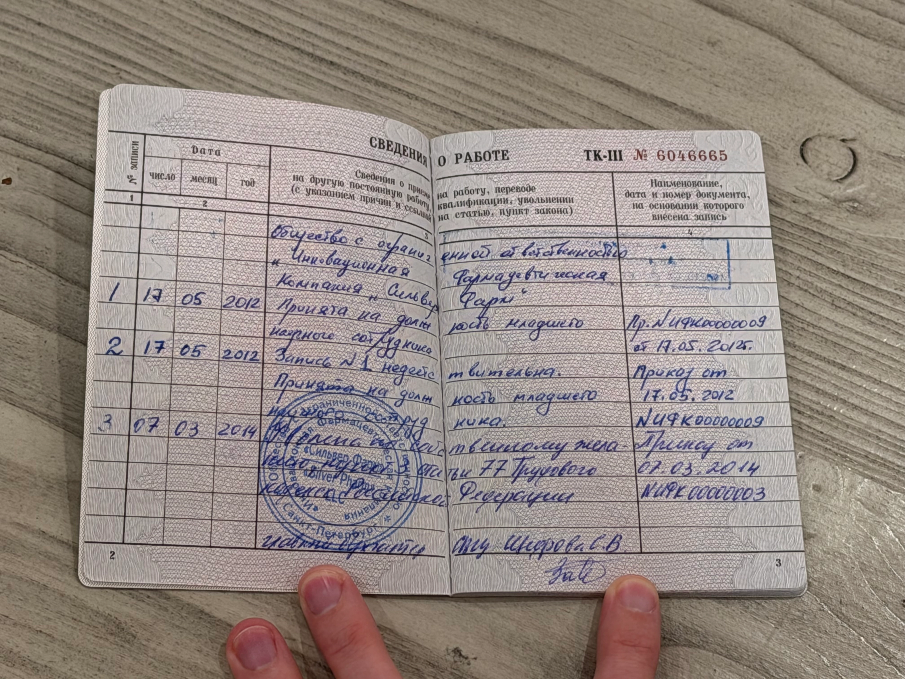 Трудовая книжка Надежды Завьяловой