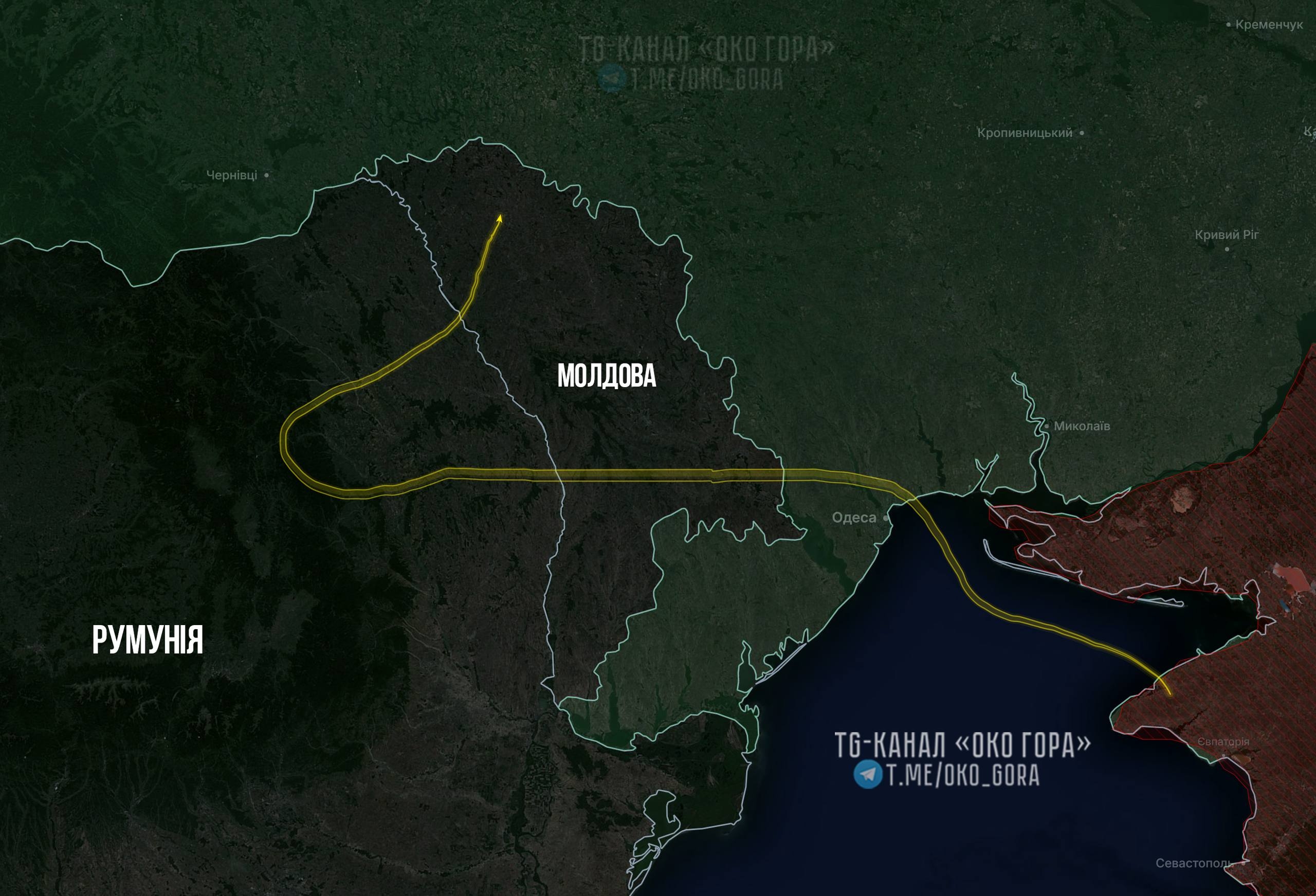 Предполагаемая траектория полета БПЛА