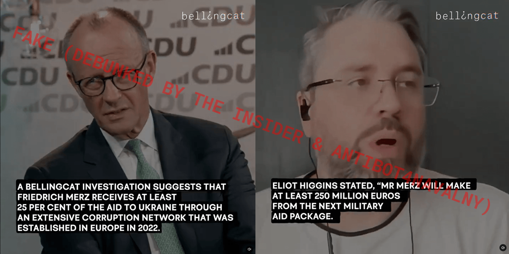 Скриншоты из ролика, распространяемого от имени якобы Bellingcat
