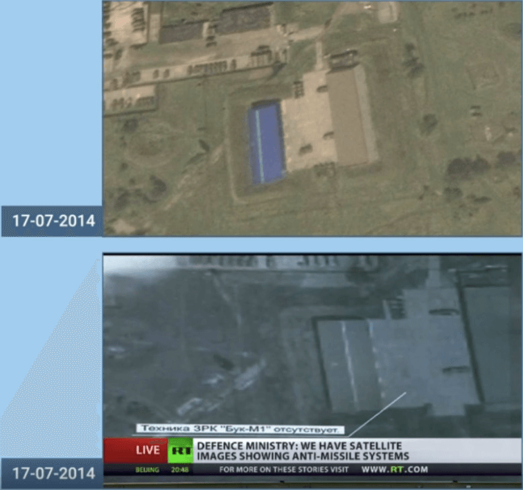 Сверху спутниковый снимок ЕКА, снизу — российский