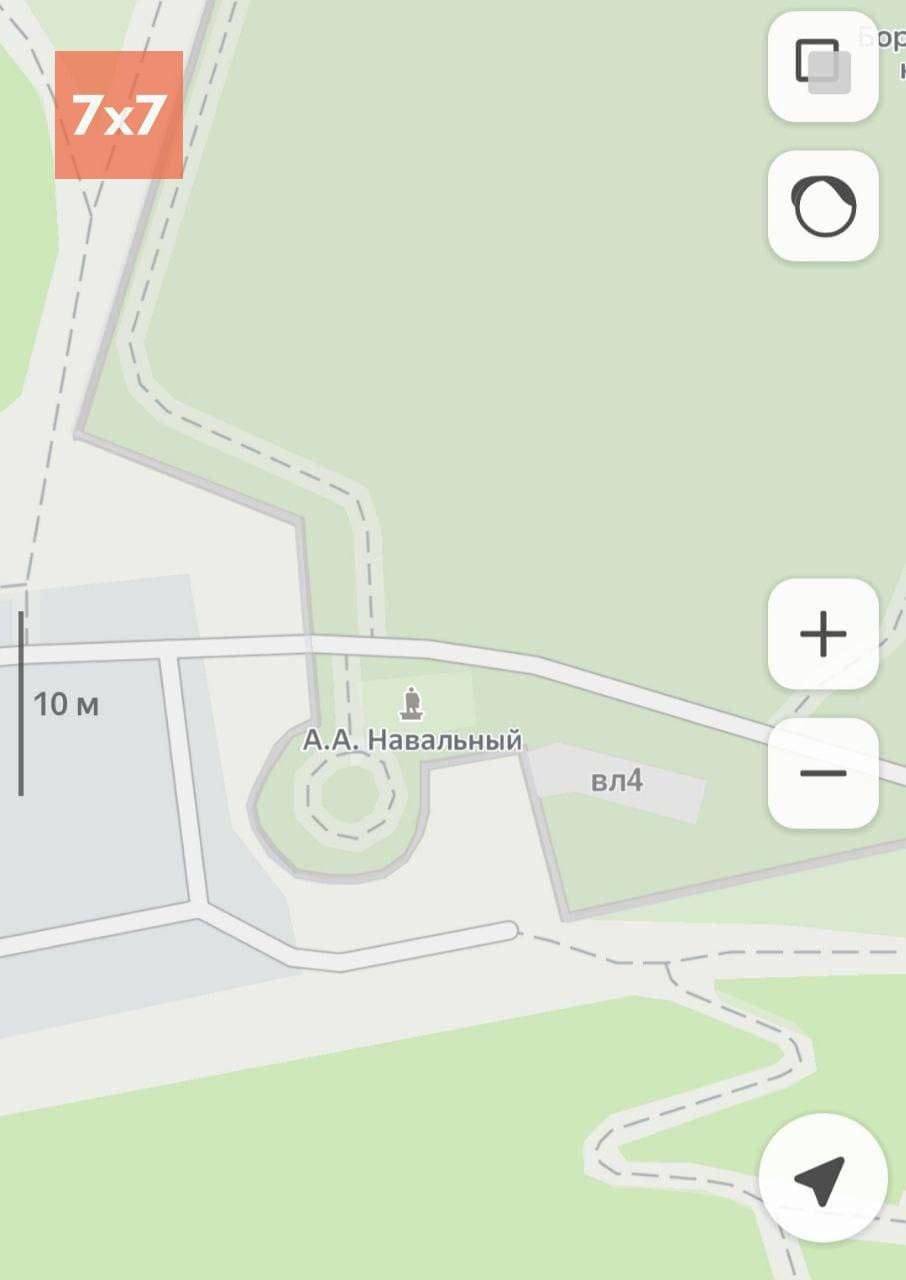 «Яндекс.Карты» удалили метку с могилой Алексея Навального — «7х7»