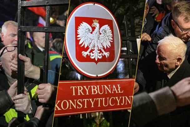Протестующие у здания Конституционного трибунала Польши, 30 октября 2026 года. Фото: Radek Pietruszka, Marcin Obara / PAP