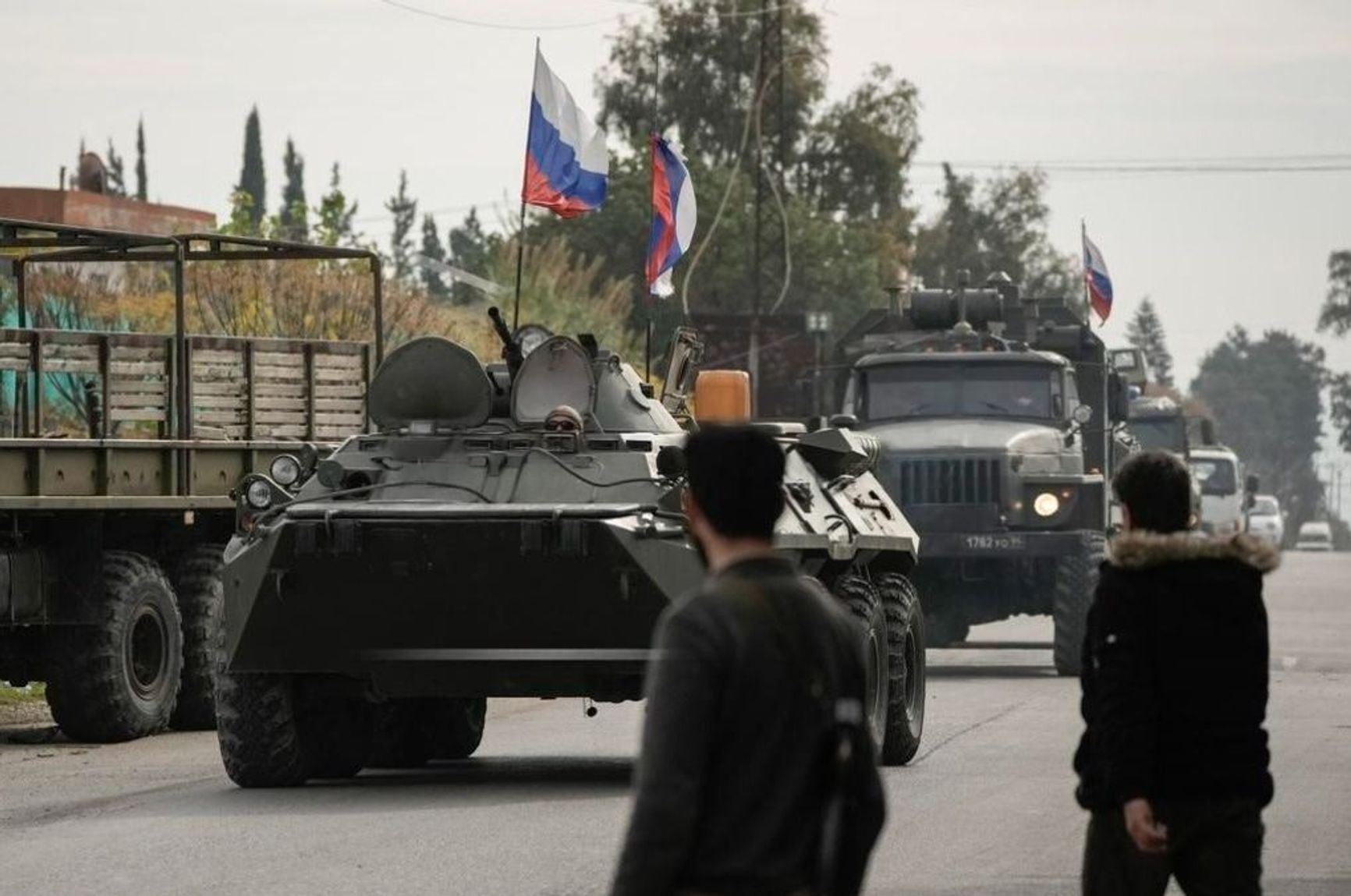 Russian military equipment near the Khmeimim base in Latakia.