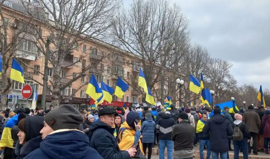 Protestdemonstrasjon mot okkupasjonen av Kherson og russisk aggresjon, 5. mars 2022