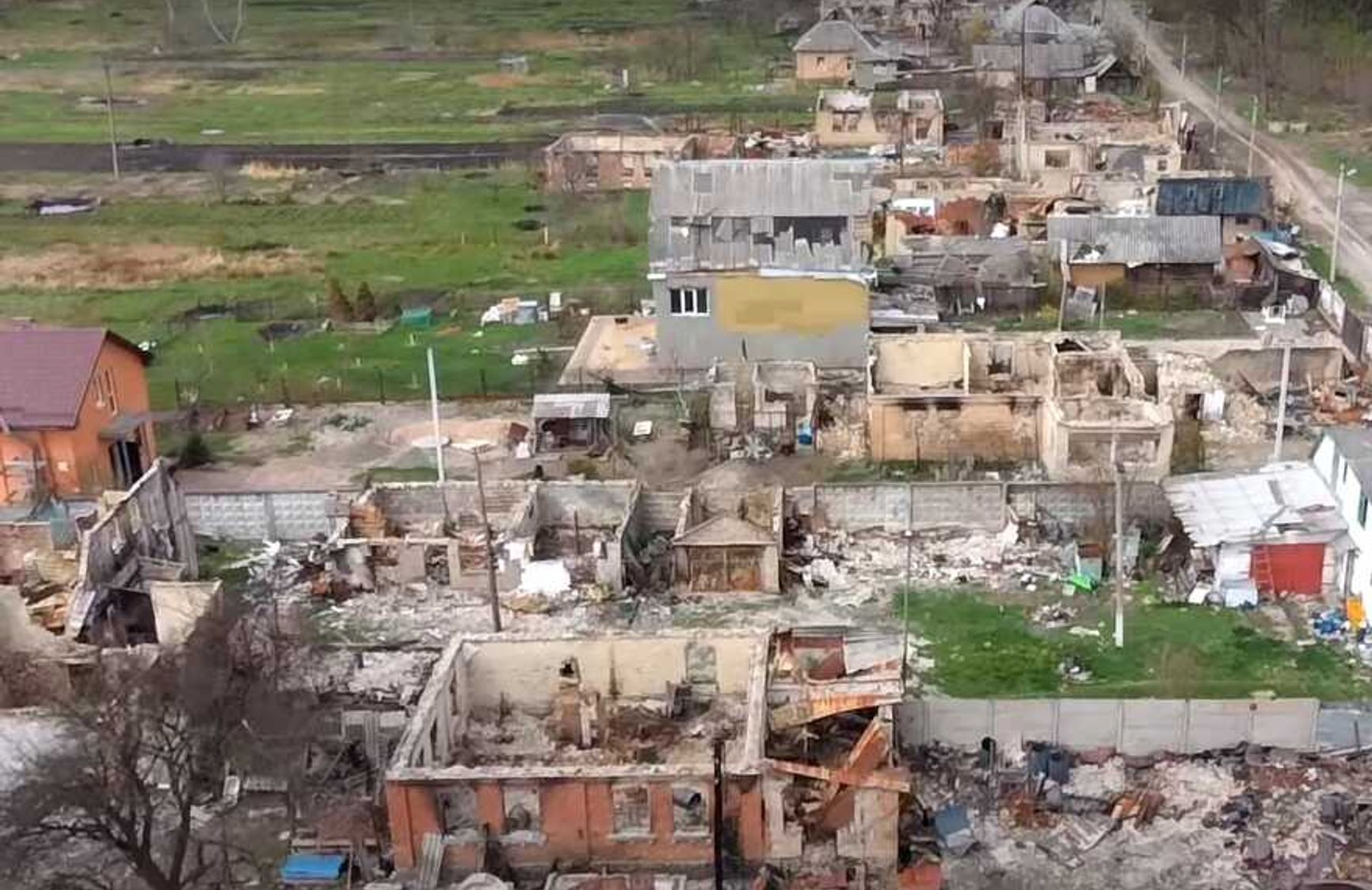 Village of Moshchun near Kyiv. Aftermath of a battle