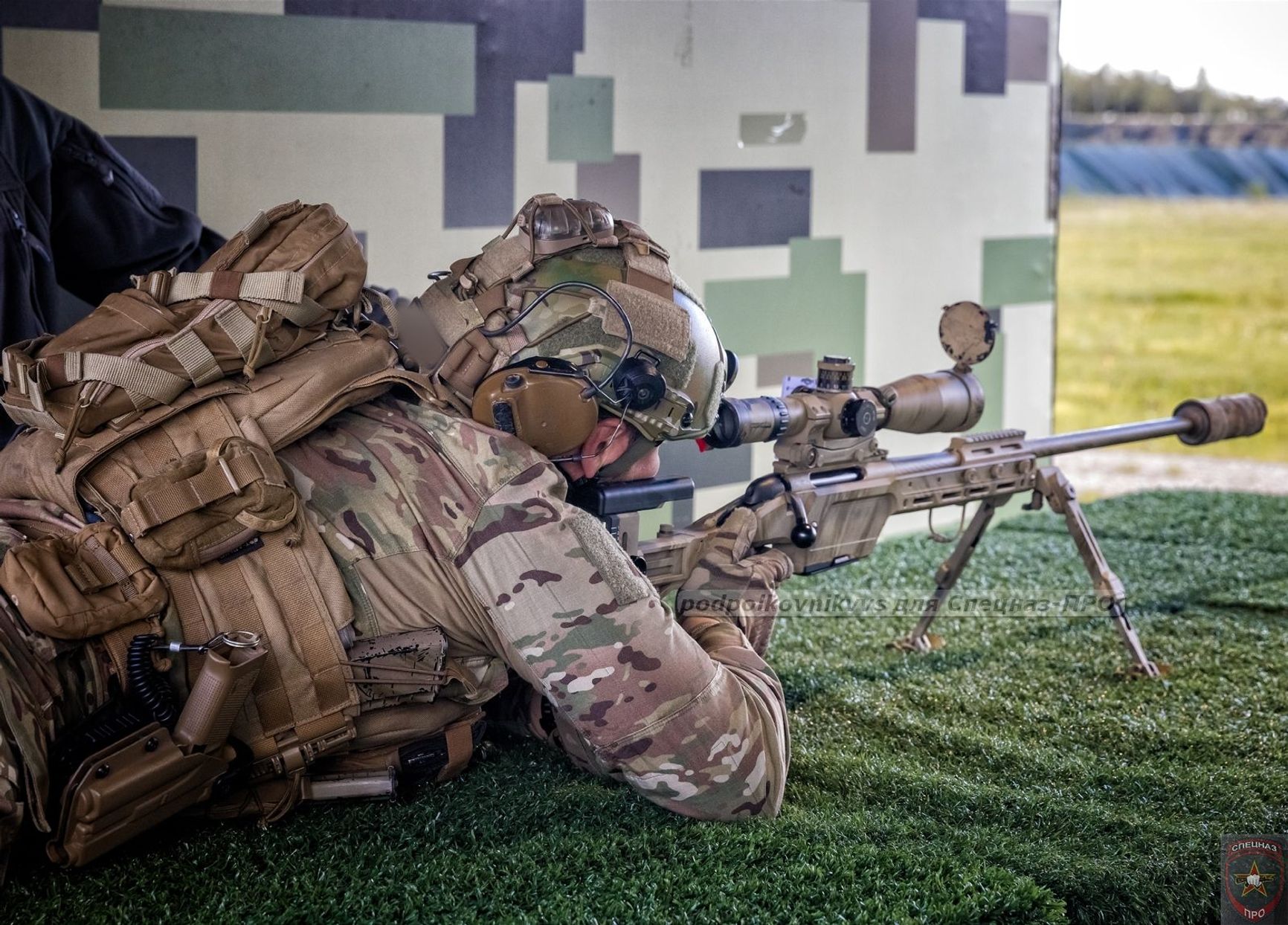 A Russian special forces sniper with a Steyr Mannlicher rifle at the “Kubok Pobedy” (lit. “Victory Cup”) shooting competition in the Moscow Region in June 2025.