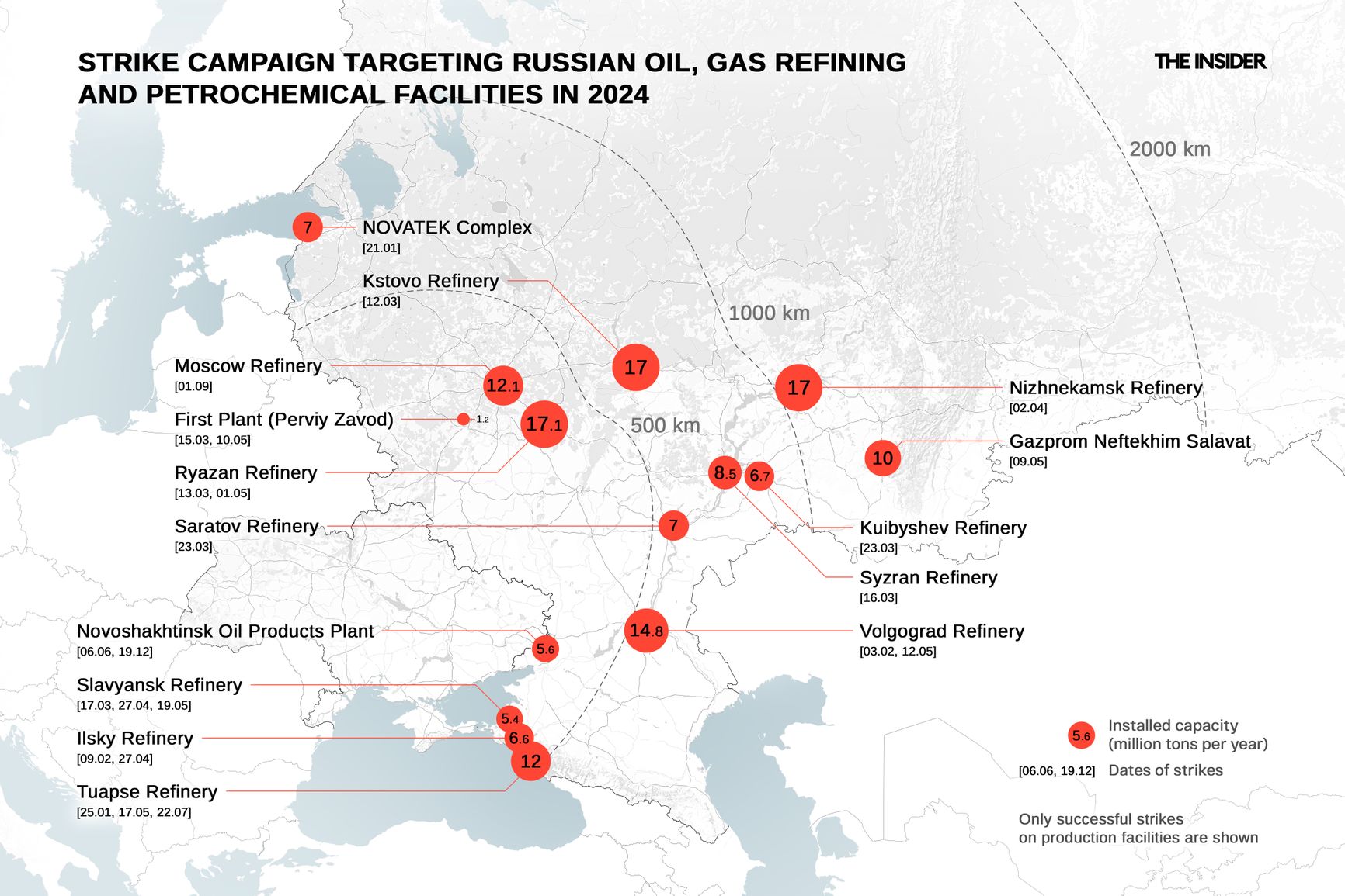 Ukraine's campaign of strikes targeting Russian oil, gas refining and petrochemical facilities in 2024