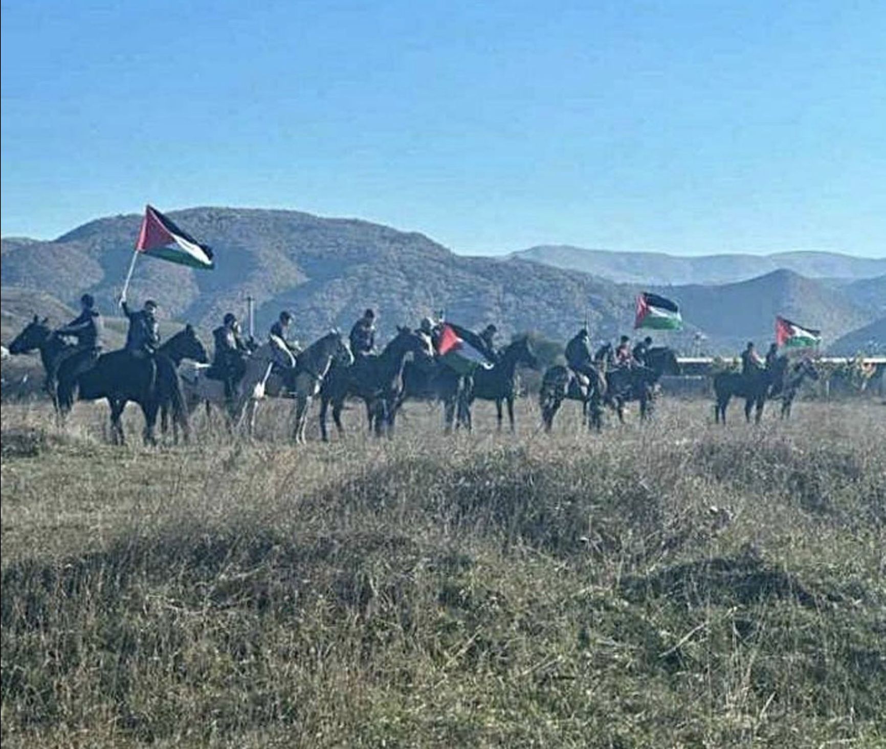 A rally in support of Palestine on horseback, held in Dagestan's Karabudakhkent District