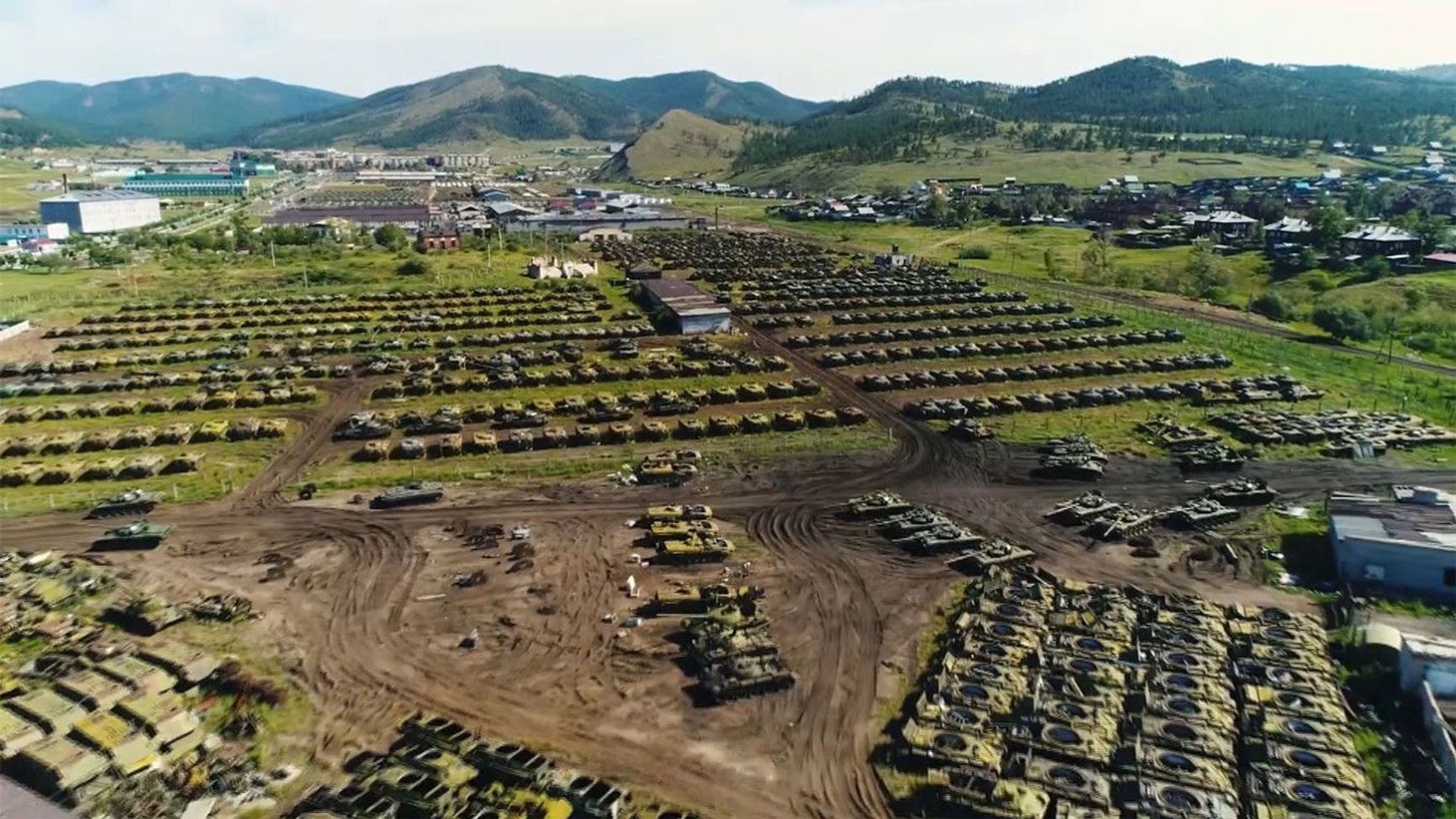 Russia's Vagzhanovo military vehicle storage base in Buryatia