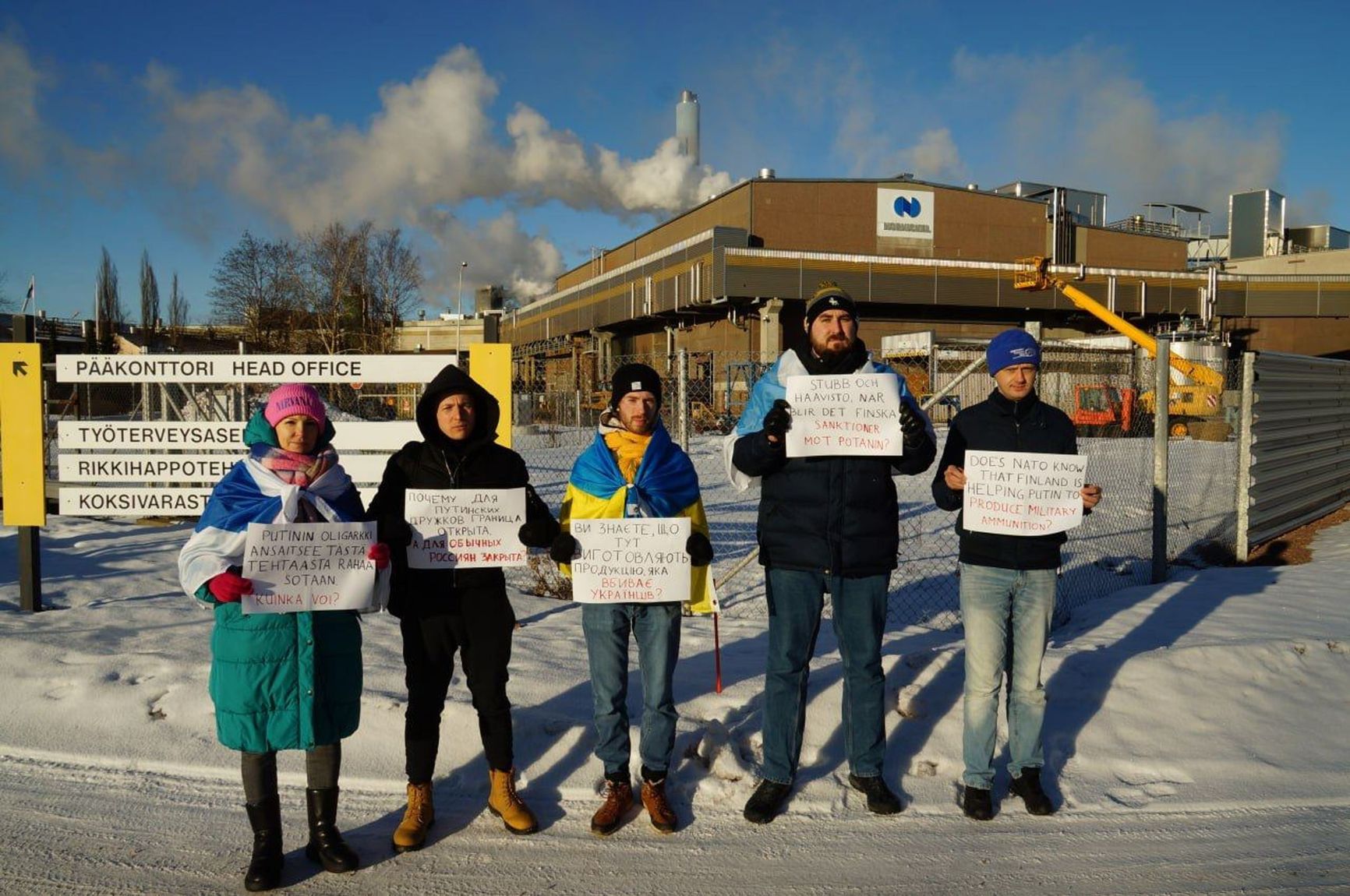 Activist protest at the Norilsk Nickel Harjavalta plant in Finland