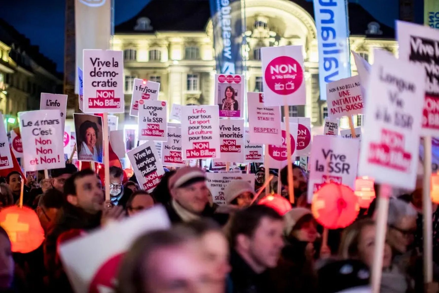 Rally in defense of public media in Switzerland