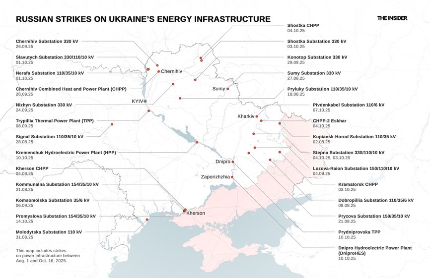 Russiske angrep på Ukrainas energiinfrastruktur