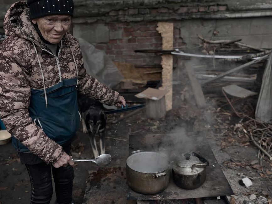 En lokal kvinne i Kostiantynivka.
