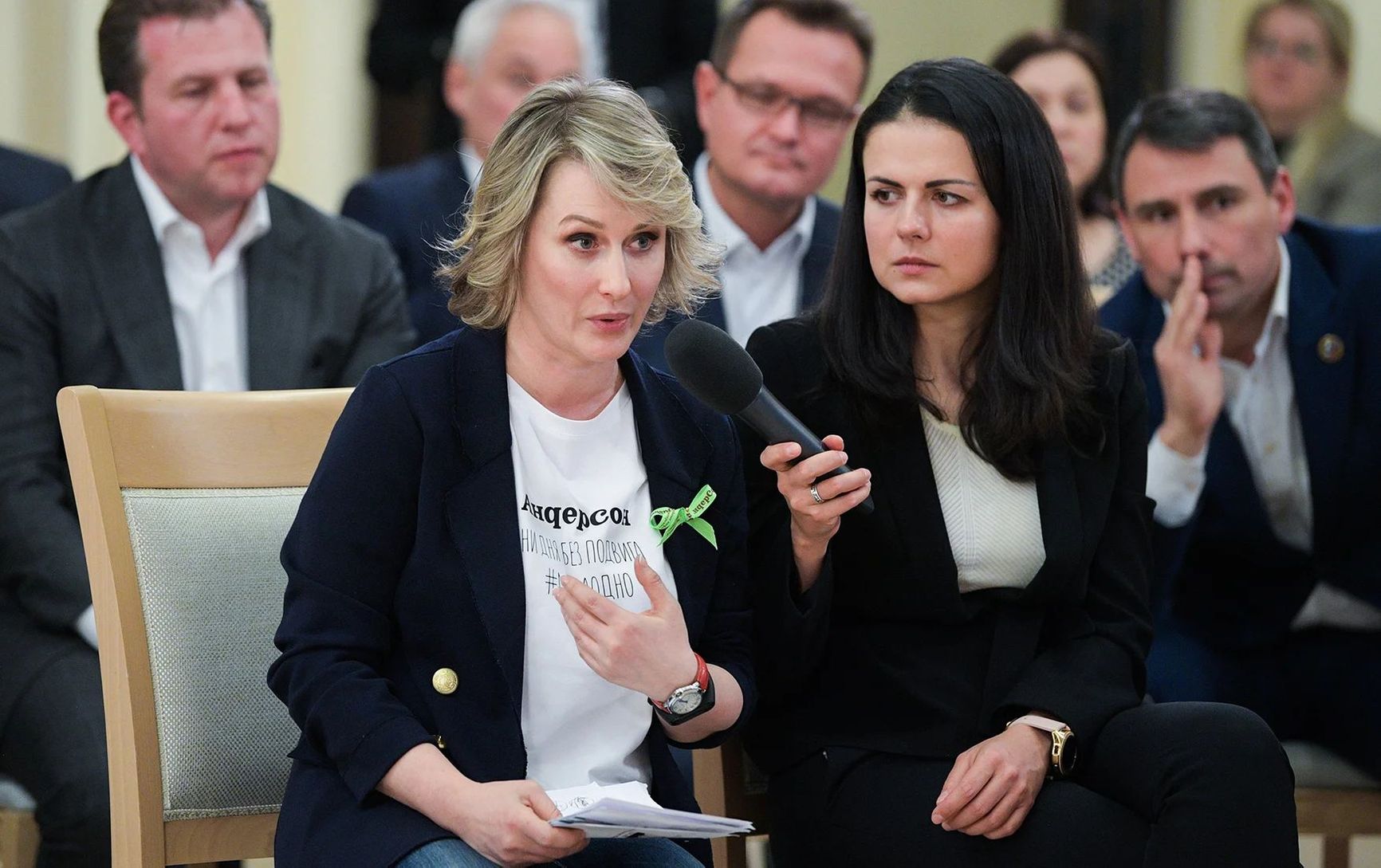 Anastasia Tatulova, founder of the Anderson family café chain, at a meeting with Putin in 2020.