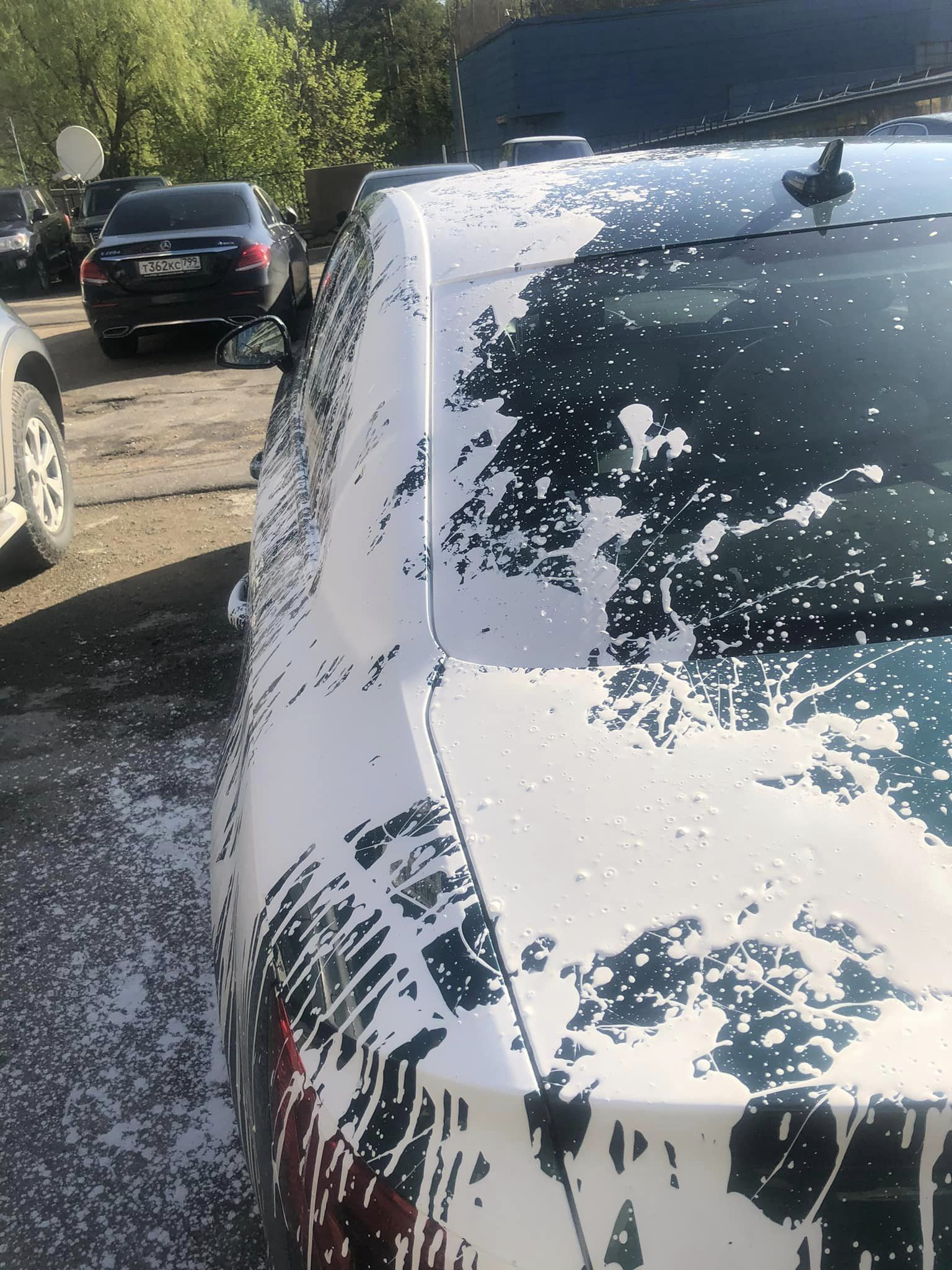 Облитый краской автомобиль Пономаревой