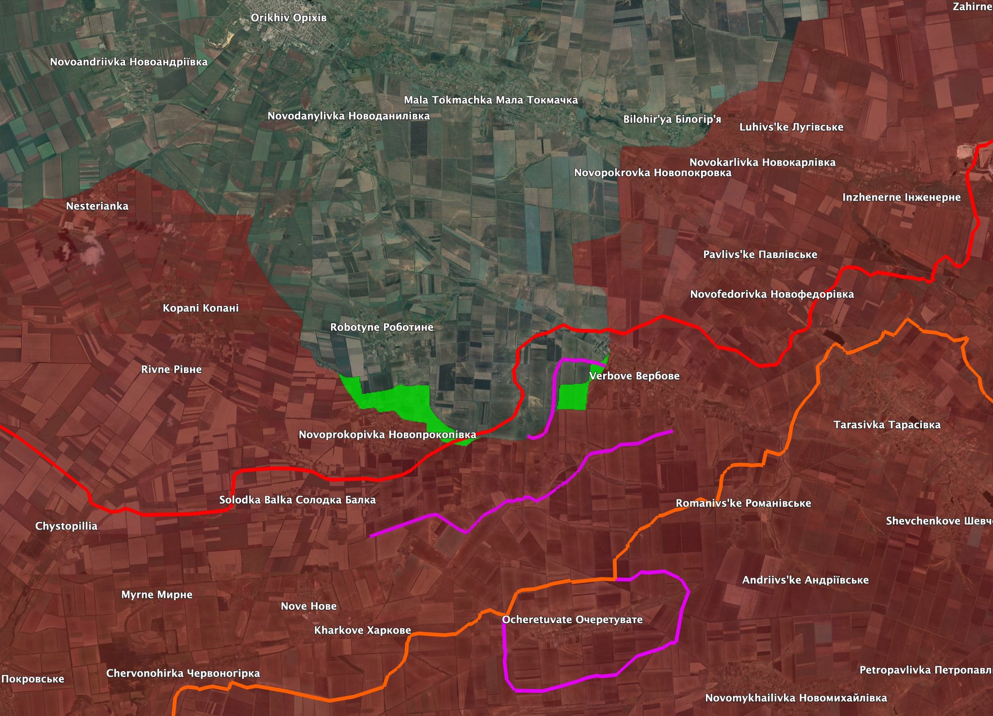 Продвижение ВСУ на токмакском направлении с 1 сентября по 5 октября 2023 года по версии Ukraine Battle Map