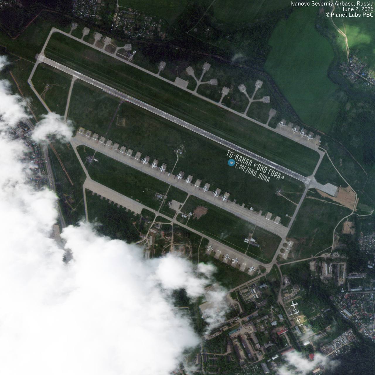 Спутниковый снимок аэродрома Иваново-Северный от 2 июня 2025 года