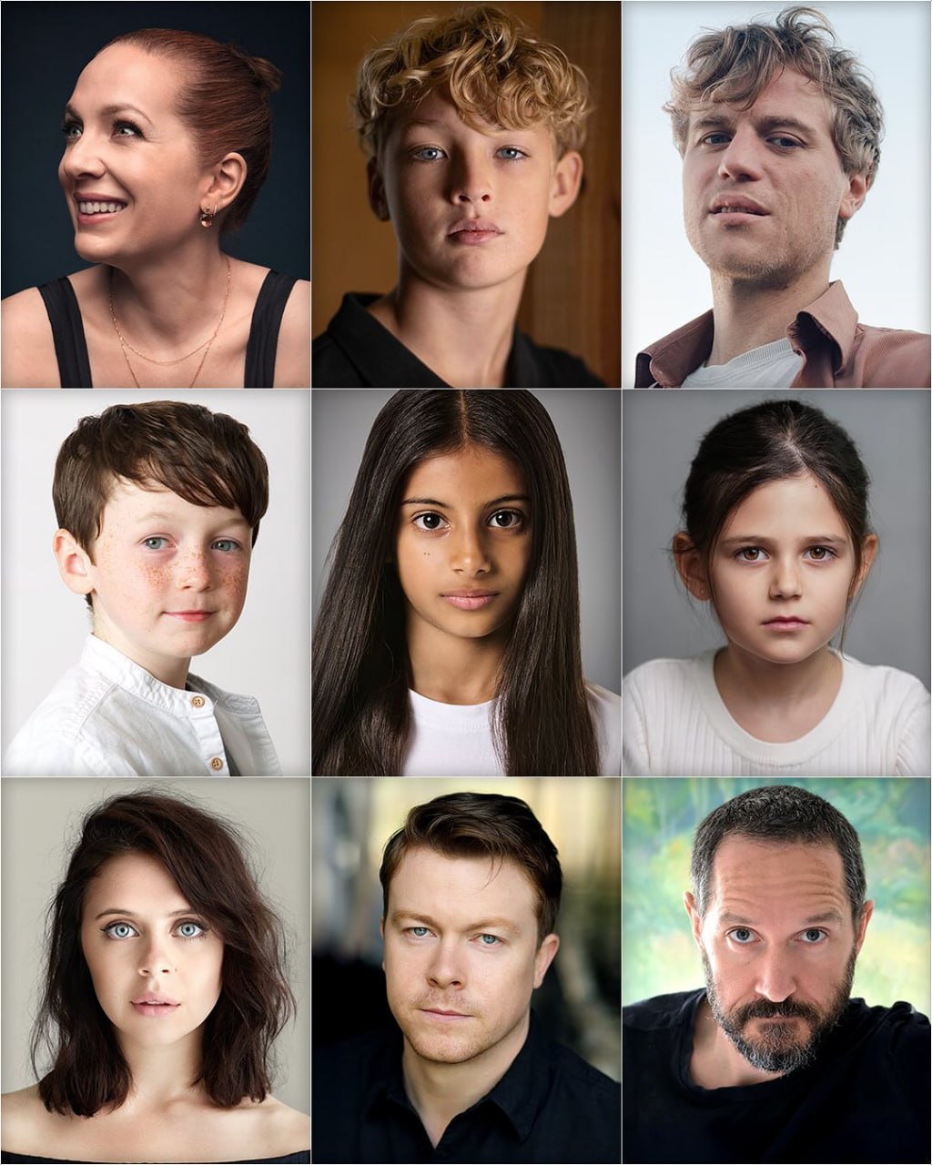 Слева направо: Кэтрин Паркинсон, Локс Пратт, Джонни Флинн, Лео Эрли, Алессия Леони, Сиенна Муса, Бел Паули, Даниэль Ригби, Берти Карвел