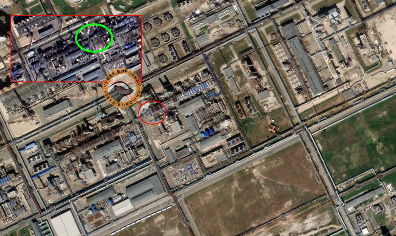 Спутниковый снимок последствий налета 8 июня 2025 года на предприятие «Азот» в Новомосковске в Тульской области