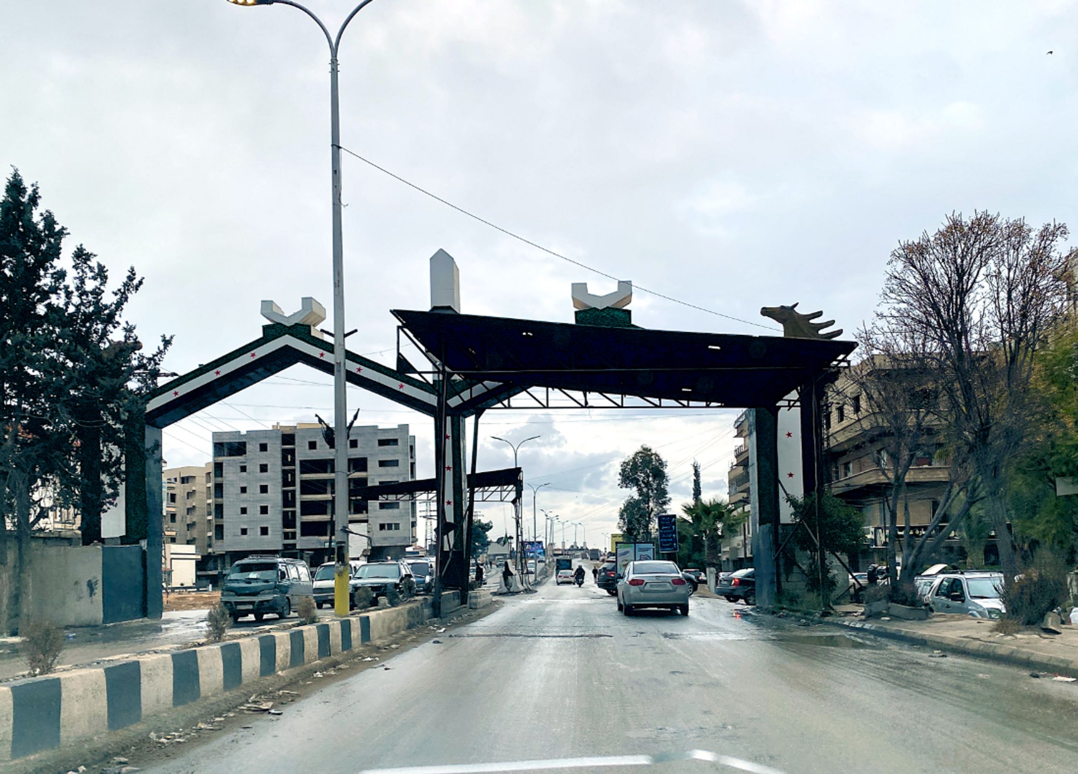 Checkpoint at the entrance to Ashrafiyat Sahnaya, March 2025.