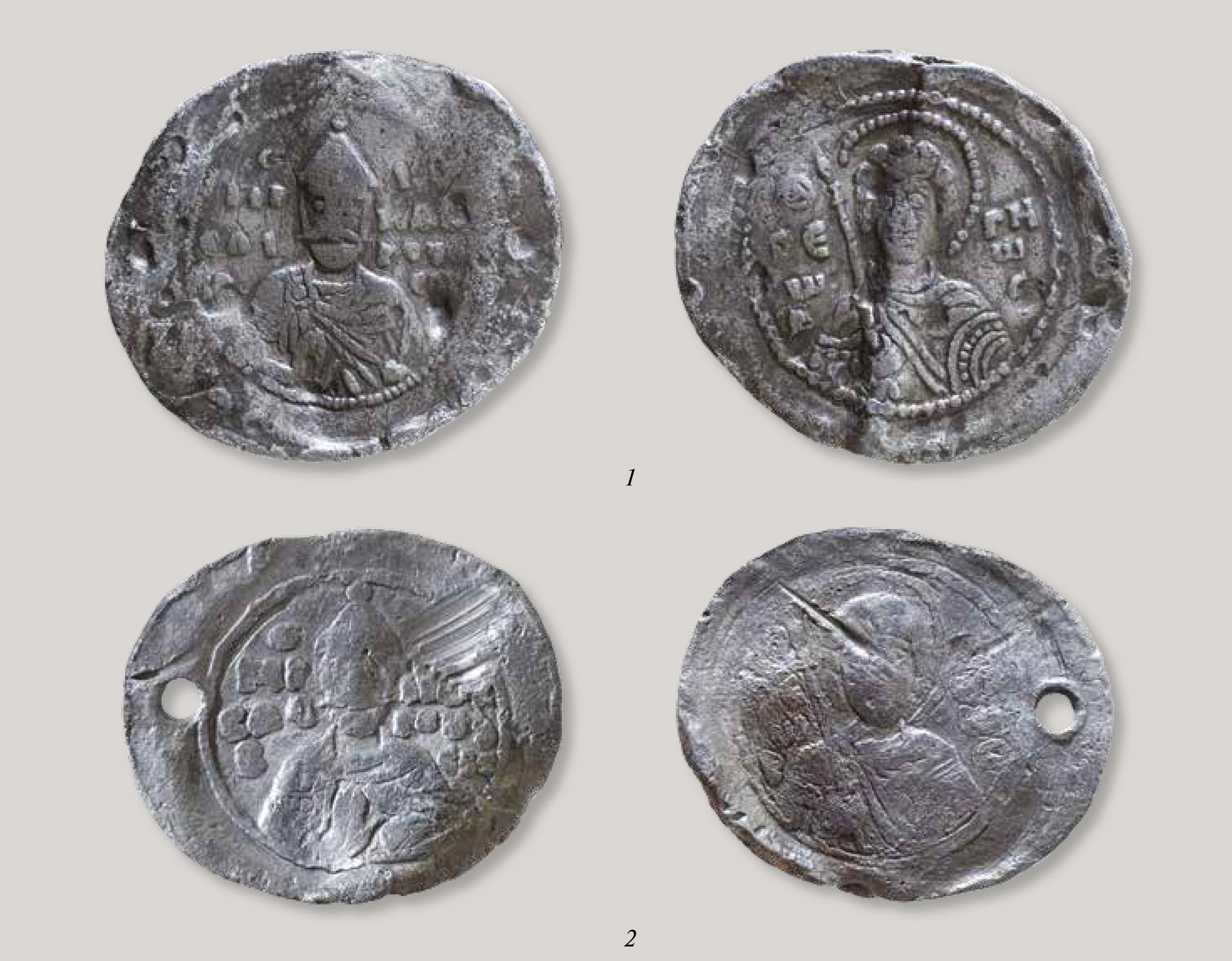 Более поздние печати князя Ярослава Мудрого. Сверху: находка 1994 года, Великий Новгород. Снизу: находка 2008 года, Киевская область