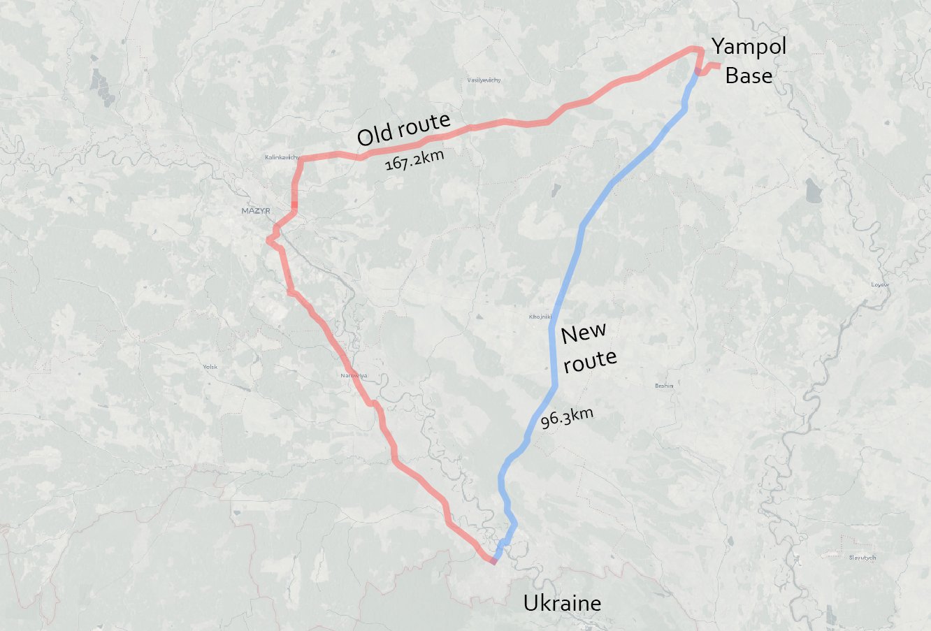 Расстояние по дорожной сети сокращается на 70 км