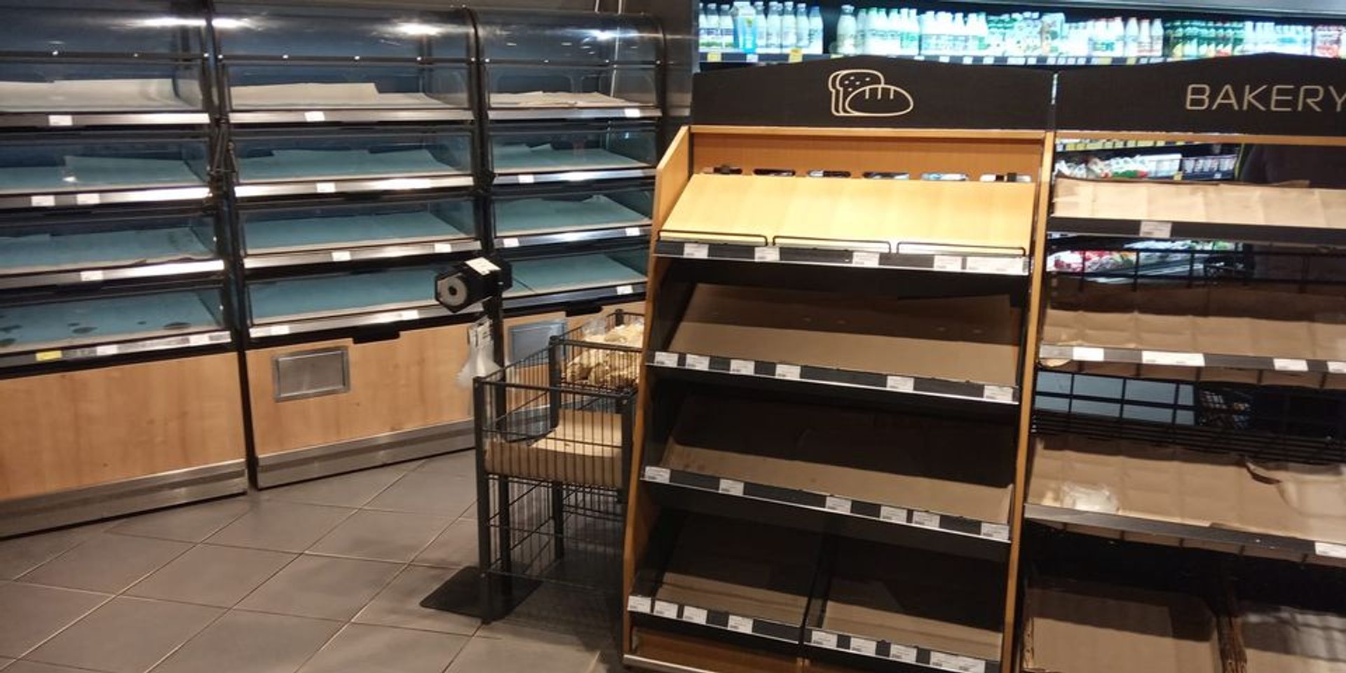 Empty shelves in Mariupol stores