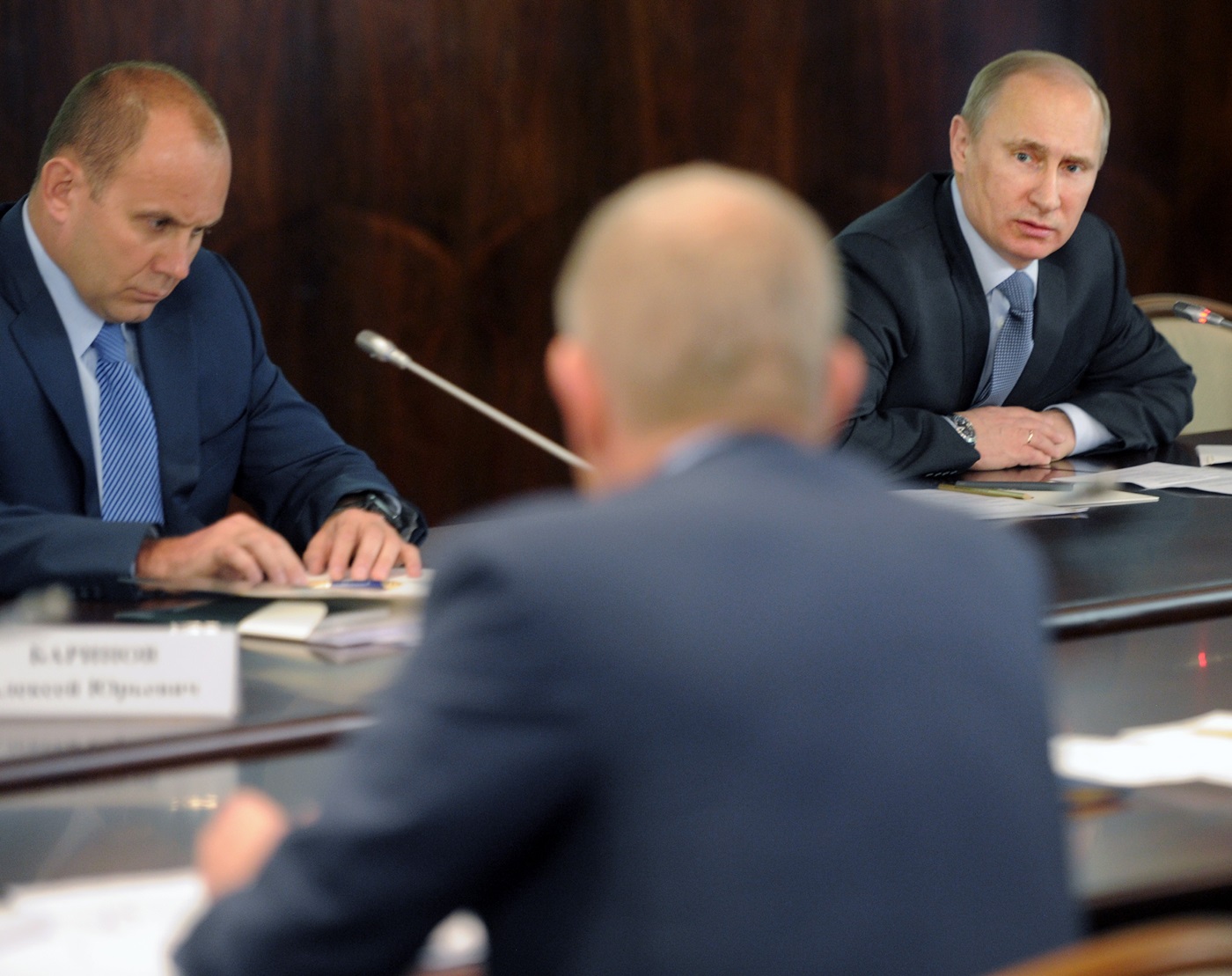Eduard Bendersky and Vladimir Putin at a United People's Front meeting