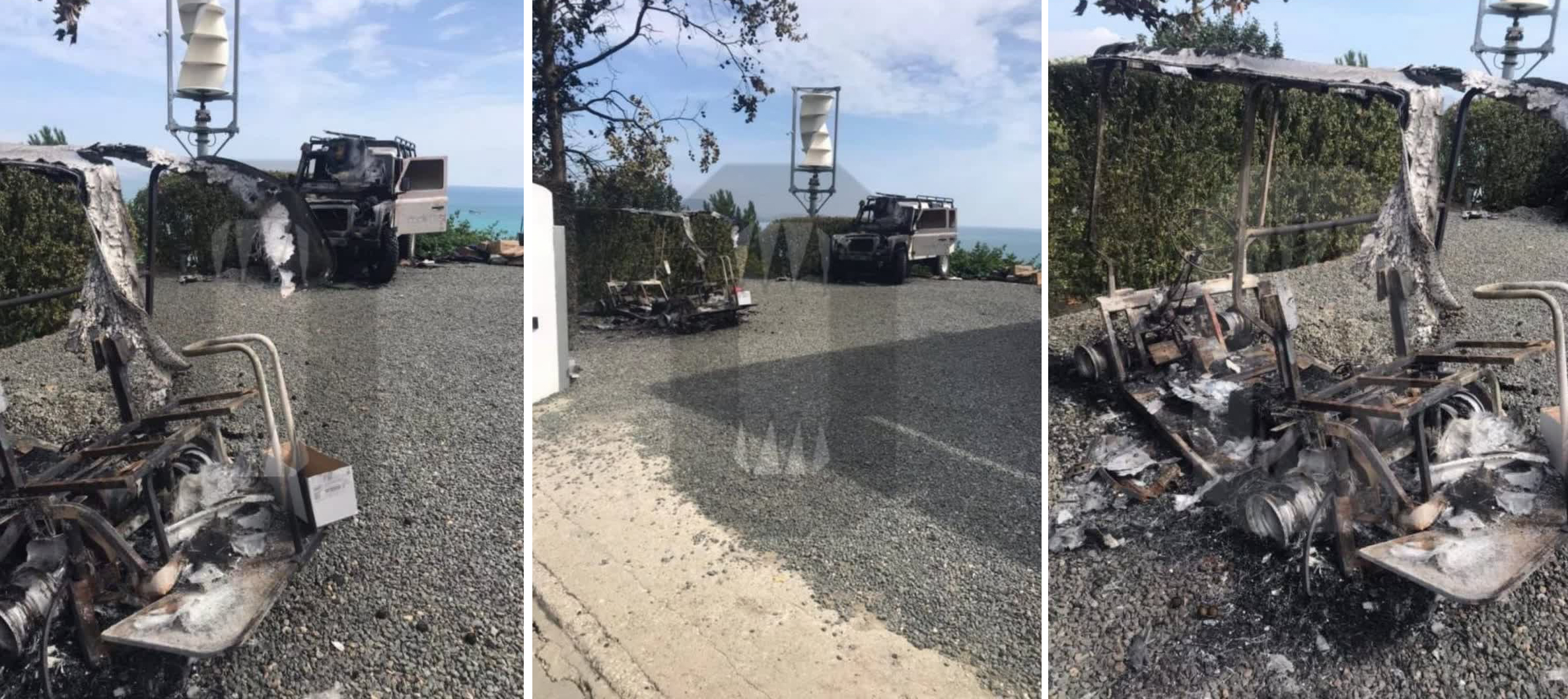 Сгорели гольф-кар и внедорожник