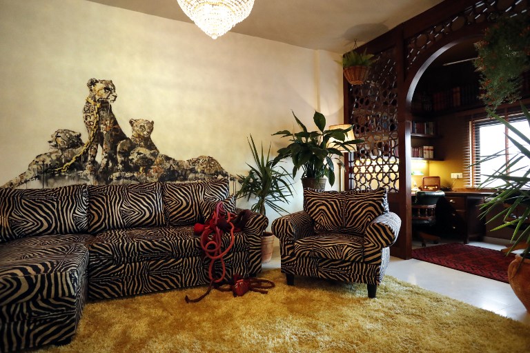 A general view shows the presidential suite at street artist Banksy