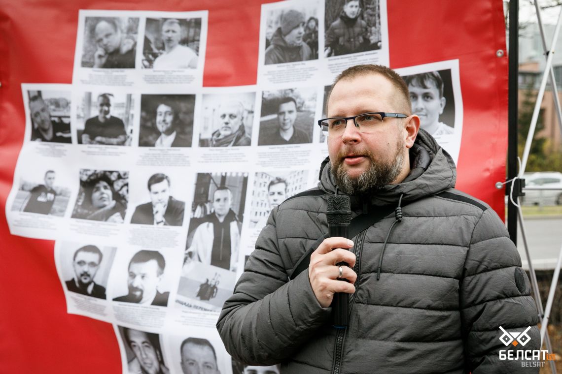 Фото: Анатолий Котов на митинге в Варшаве / Белсат