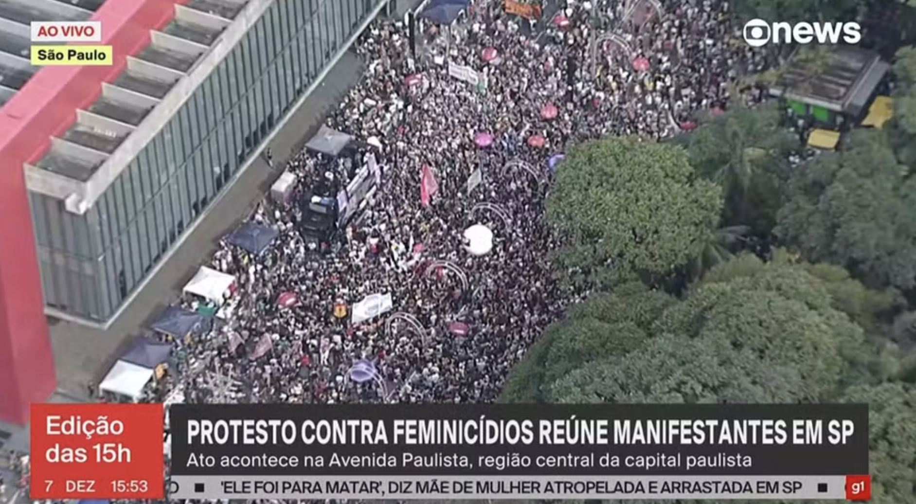 Протест на одной из главных магистралей бразильского города Сан-Паулу.  Фото: GloboNews